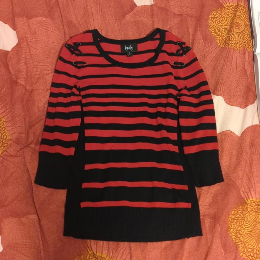 Red Black Striped Y2K shirt